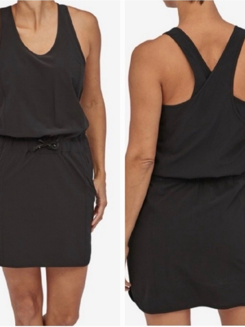 Patagonia Fleetwith Dress Black XL Cross Back Active Travel Dress